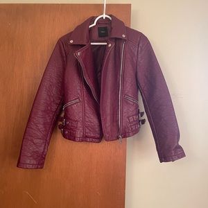 Maroon Faux Leather Jacket